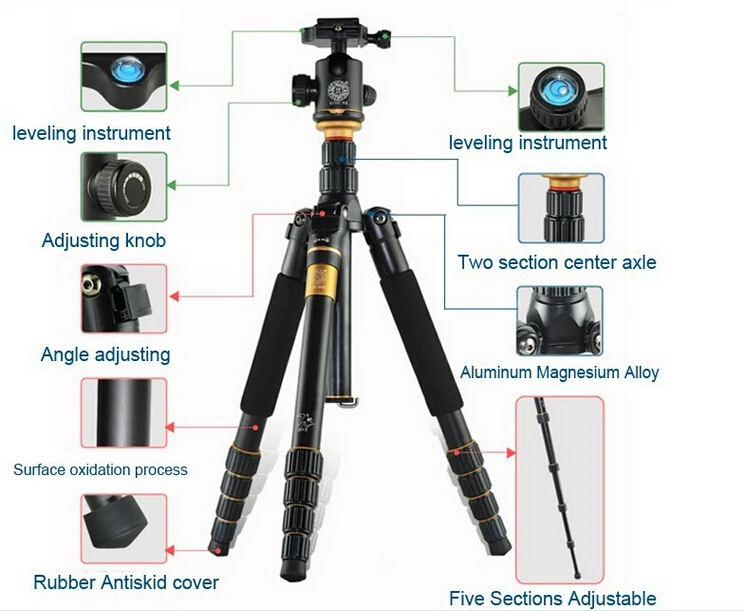 Q666 Tripod High Quality Portable Professional Camera Tripod Stand For
