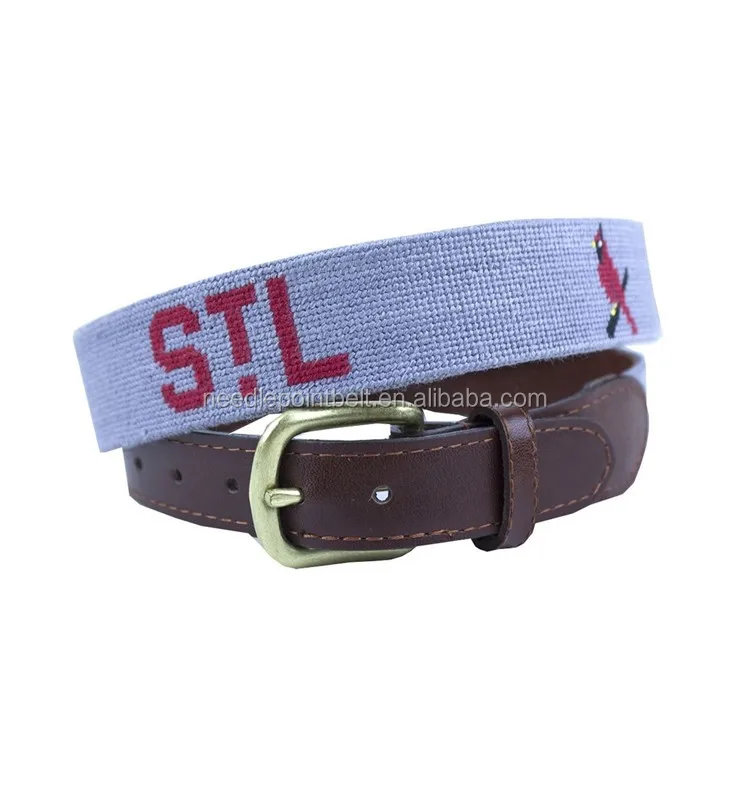 St. Louis Cardinals Cooperstown Needlepoint Belt in Grey.jpg