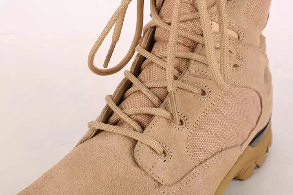 Cemented construction Suede leather combat boots
