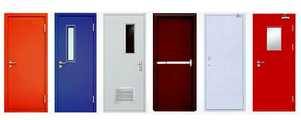 product-Zhongtai-Red Color Steel Material With Perlite 50 mm door Panel Thickness Fireproof Door Man-1