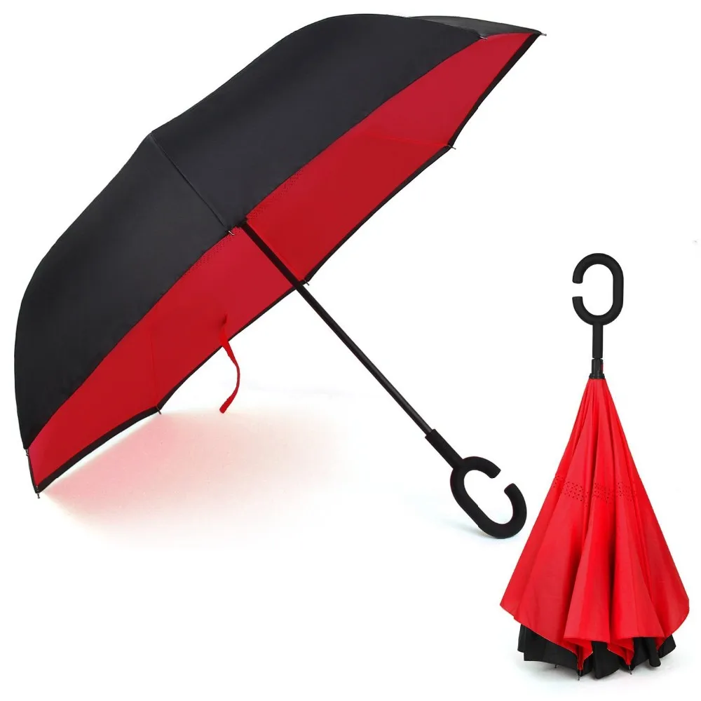 Rainlax Inverted Umbrella Double Layer Windproof Uv Protection Sun&rain ...