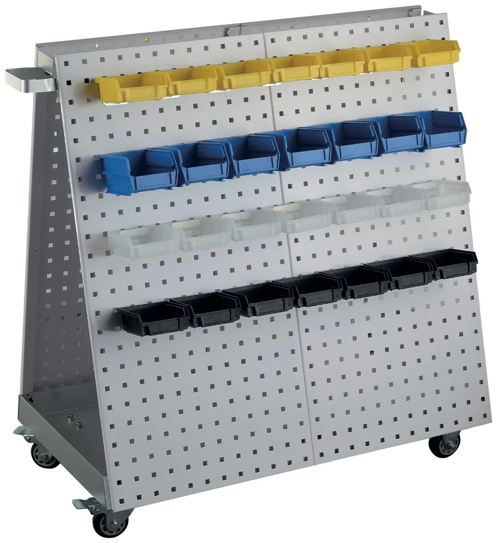 Retailer Metal Pegboard Display Stand Fourwheels Storage Cart With Plastic Storage Bin Buy