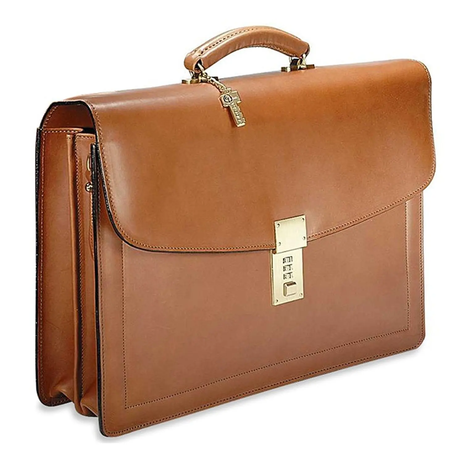 ClubbCart Premium Leather Attache Briefcase Dual Combination Lock