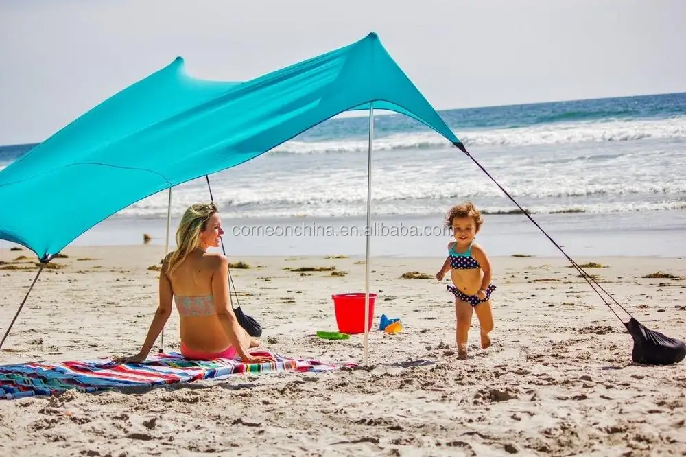 Uv Protection Sunproof Sun Shelter Beach Tent Parasol Sun Shade Sunshade With Sandbag Anchors