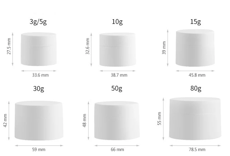 Empty plastic pp jar 50g face cream lotion matte solid white mason jar lids plastic