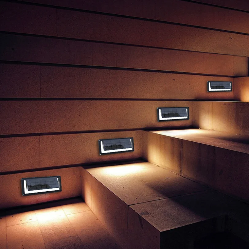 High Lumen Solar Power Aluminum 20W Outdoor Recessed Wall Foot Step Light Solar LED Stair Light