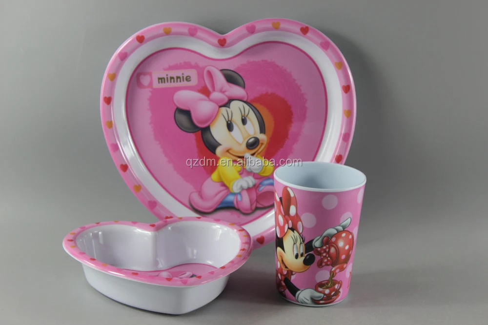 Heart Shape Melamine Dinnerware Sets For Children Of 3PC