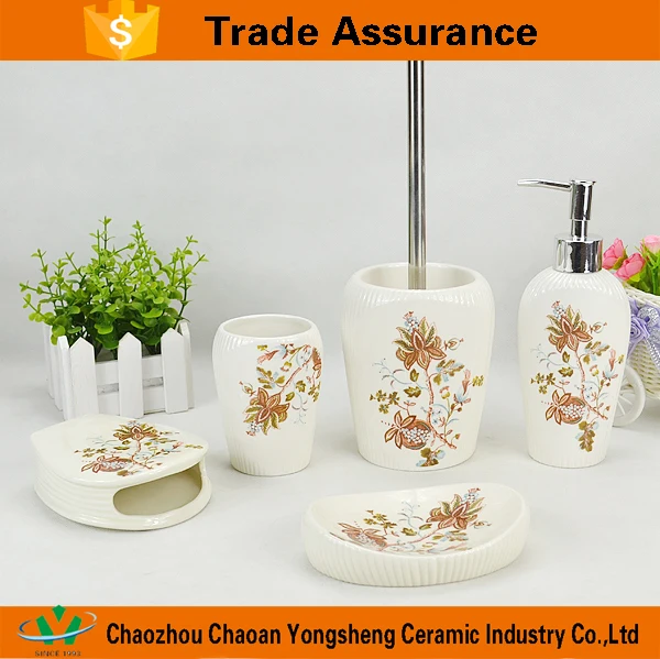 Best Sell Accessories Flower Decal Ceramic Bathroom Gift Set Buy