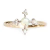 New arrivals beauty 925 sterling silver diamond pave opal star wedding ring