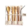 Bamboo cutlery set knife fork spoon with bag restaurant home travel