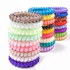 Fashion Women Girls Daily Durable Elastic Hair Ties Colorful Extendable Coiled Telephone Wire Line Hairbands