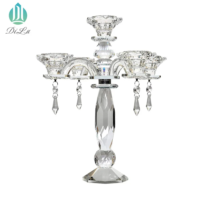 wedding centerpieces crystal tall tube candelabra 7 pillar candle holder
