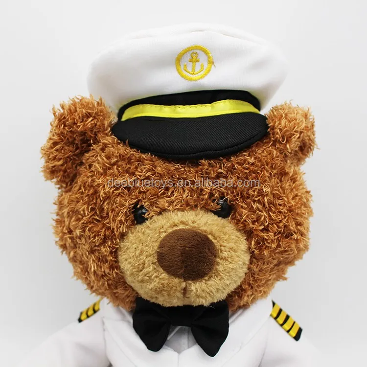 Stuffed Animal Captain Uniform Teddy Bear Plush Pilot Bear Soft Toys ...