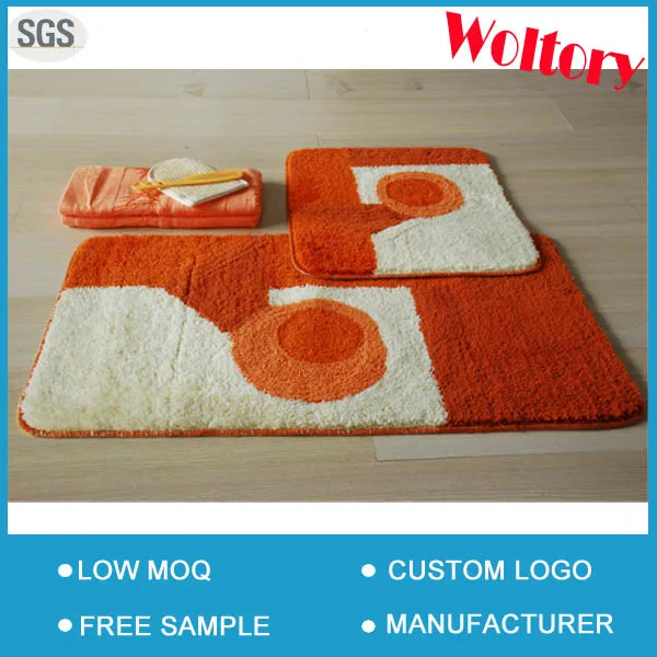 2pcs Washable Jacquard Acrylic Bath Mats Orange House Design Cheap