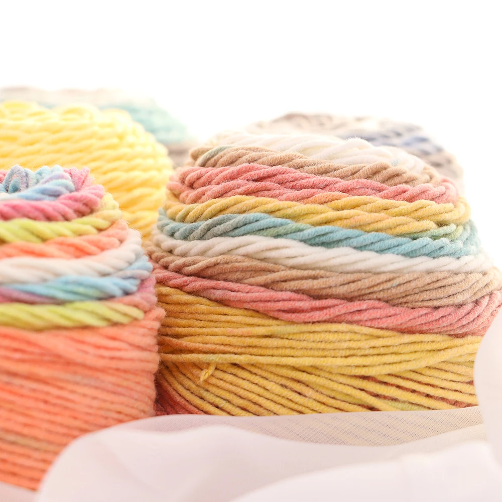 Hilado de lana acrílico brillo Pastel de gradiente 150gm 540m 8 capas Tejer Crochet elegir