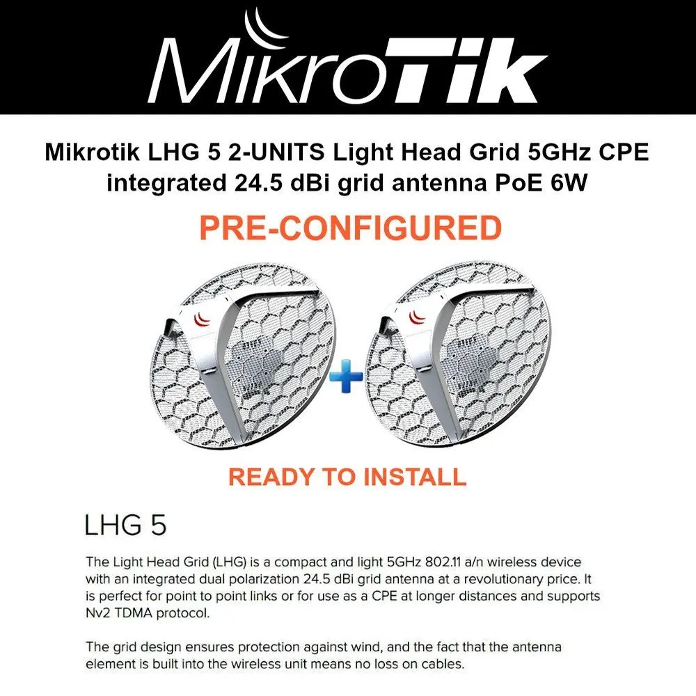 Buy Mikrotik Lhg 5 2 Units Ready To Install Cpe 24 5 Dbi Grid