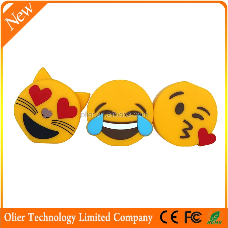 New product wholesle 2600mah cute cartoon pvc 2600mah emoji power bank