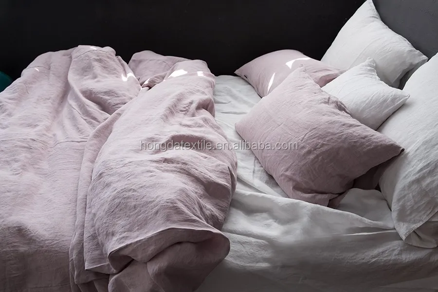 Vintage Stone Washed 100 French Linen Customized High Quality Hotel Sheets White Natural Bed