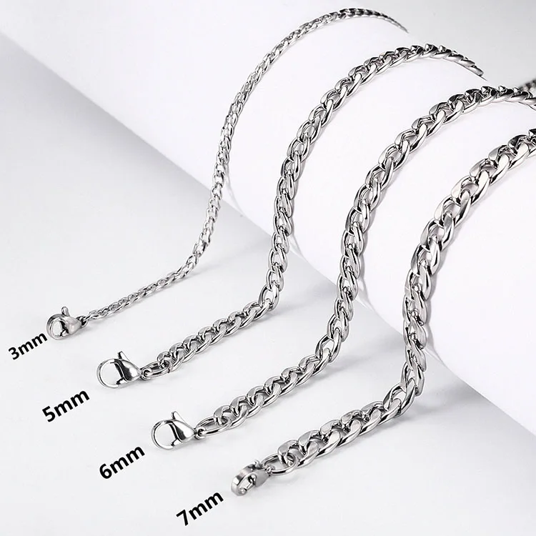 Wholesale Stainless Steel Silver Cuban Link Wide Chain Necklace - Buy