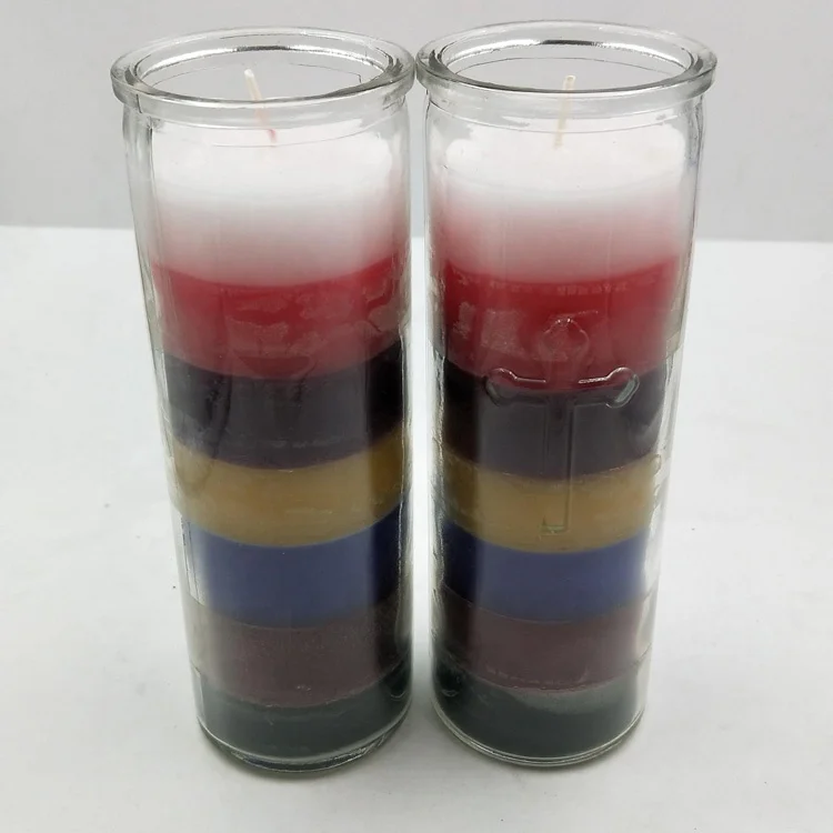Multi Color Chakra Candle 7 Layer Handpoured Glass Jar Unscented