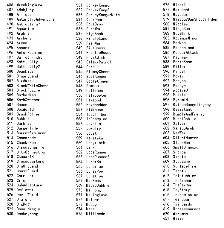 mini sfc game list