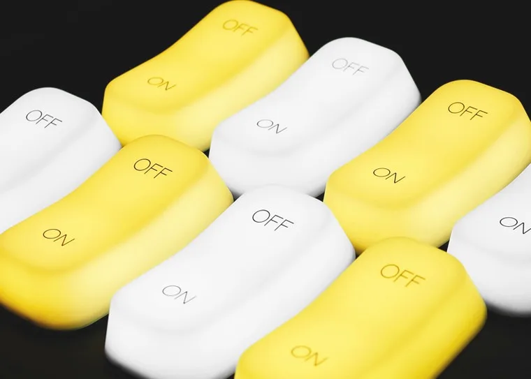 Novel LED baby night light with ON-OFF button shape and gravity sensor