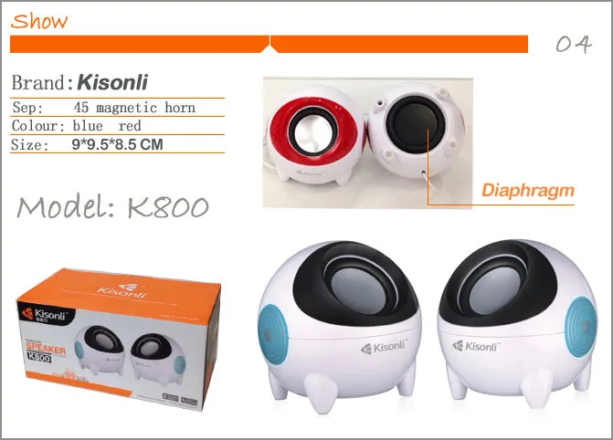 K800 2.0 USB portable mini speaker with 3.5mm AUX/for home and work