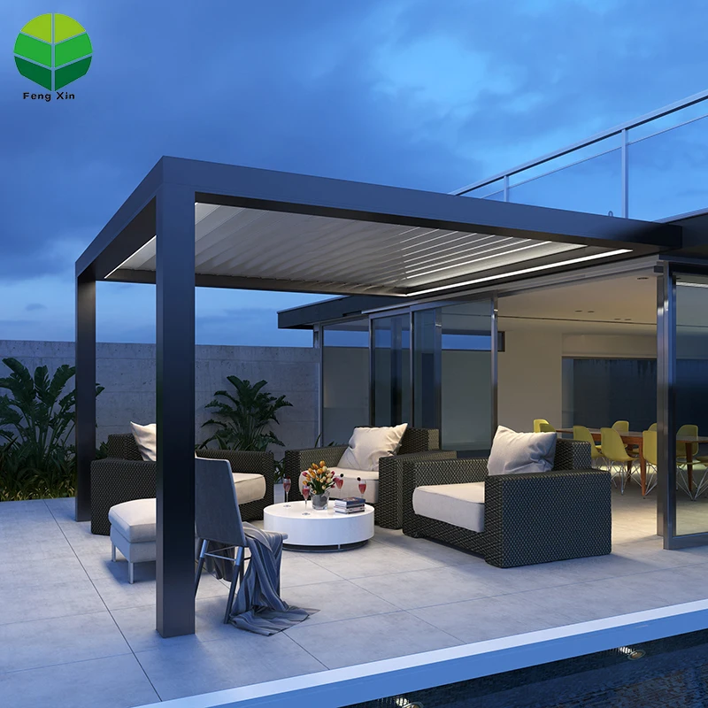 Outdoor Aluminum Metal Frame Louver Roof Pergola With Led Lights Outdoor Aluminum Metal Frame Louver Roof Pergola With Led Lights Louvered Product On Alibaba