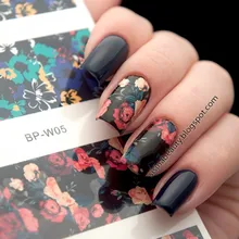2 padrões / flor folha pintura Nail Art decalques água transferência etiqueta nascidos bastante BP-W05 # 20596