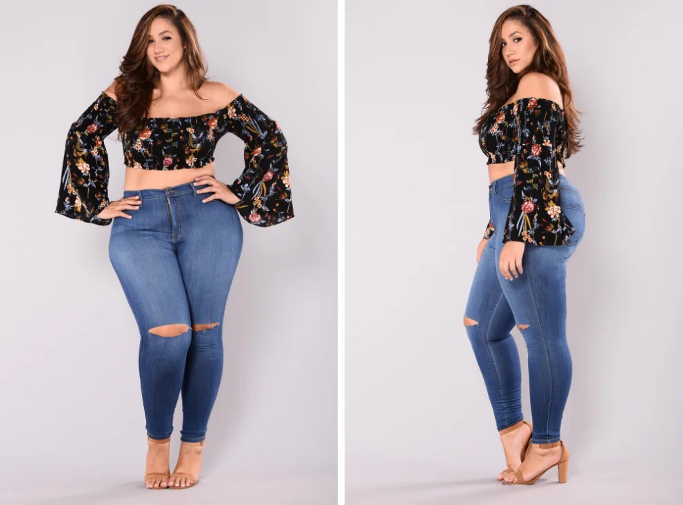 chubby girl high waisted jeans