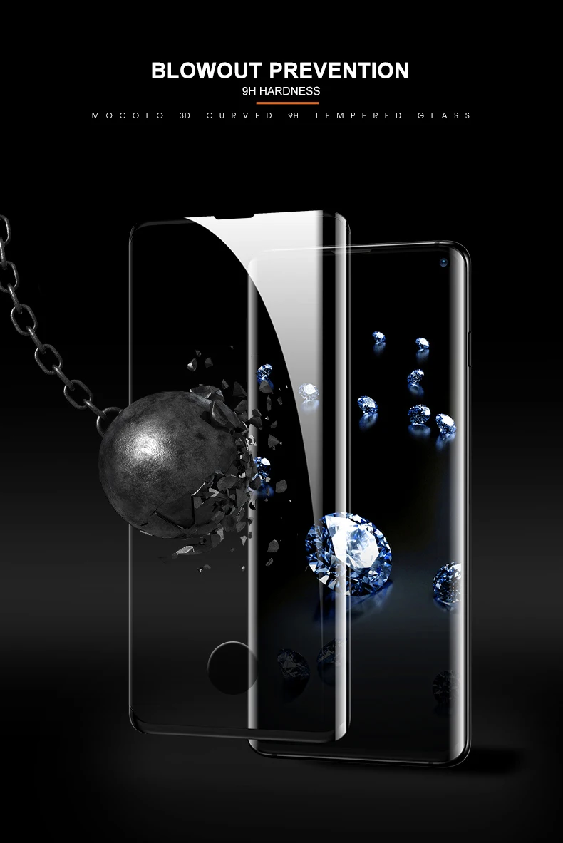 Customized 3D curved 9H tempered glass shockproof screen protector For Samsung S10 Plus with unlocked function