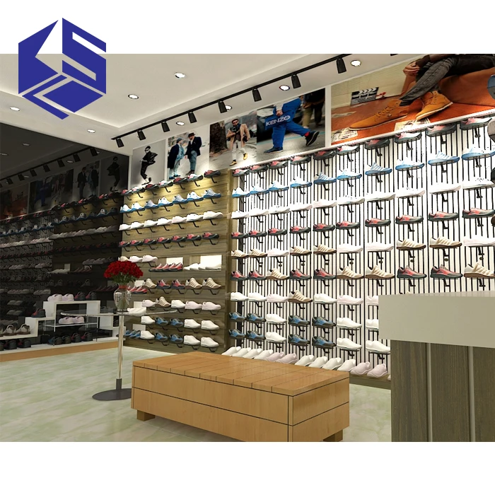 Commercial Shoes Store Equipment Shoe Display Case Wall Mounted Sport