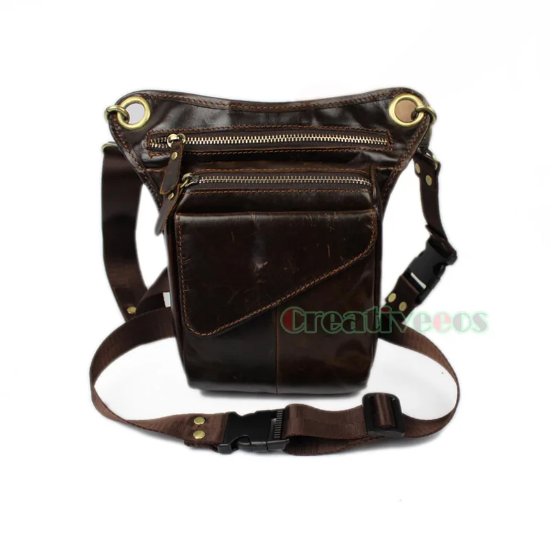 SmartHS Vintage Women PU Leather Motorcycle Bag Steampunk Shoulder Waist Bag Thigh Holster Bag One Size Brown