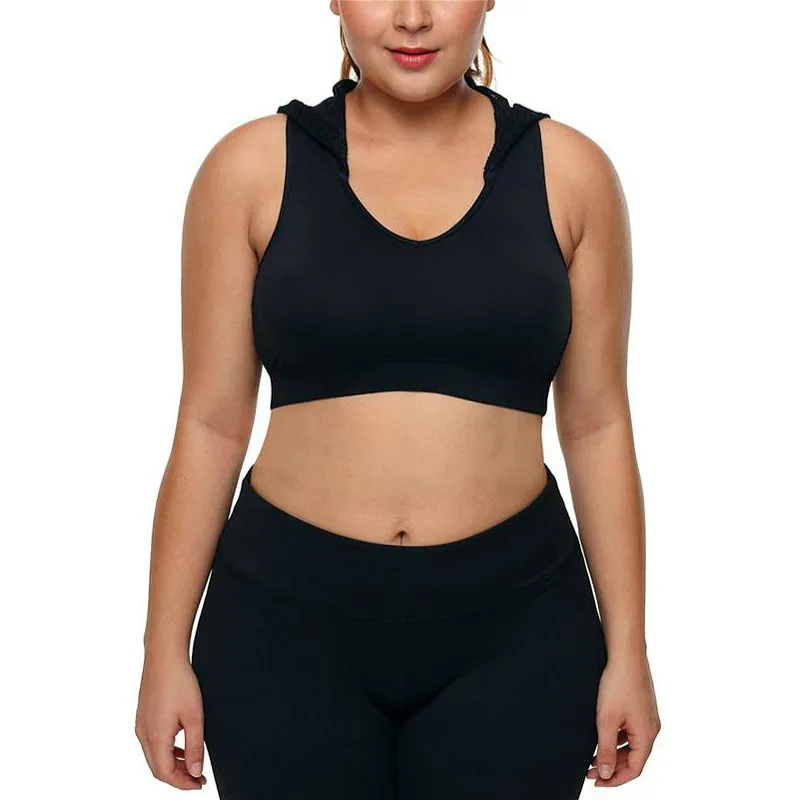 High Quality Black Yoga Fitness Bra Leggings And Gym Bra Set Plus Size