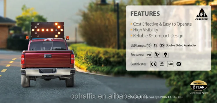 CE qualified AS certified LED illuminating traffic management diretional vehicle truck mounted Arrow Boards