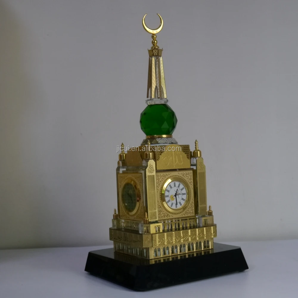 Saudi Arabia Crystal 24k Gold Plated Makkah Royal Clock Tower Model For