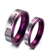 Unique Purple Color Lover Ring Wholesale Stainless Steel Cheap Couple Ring With Zircon Valentine's Day Gift Jewelry