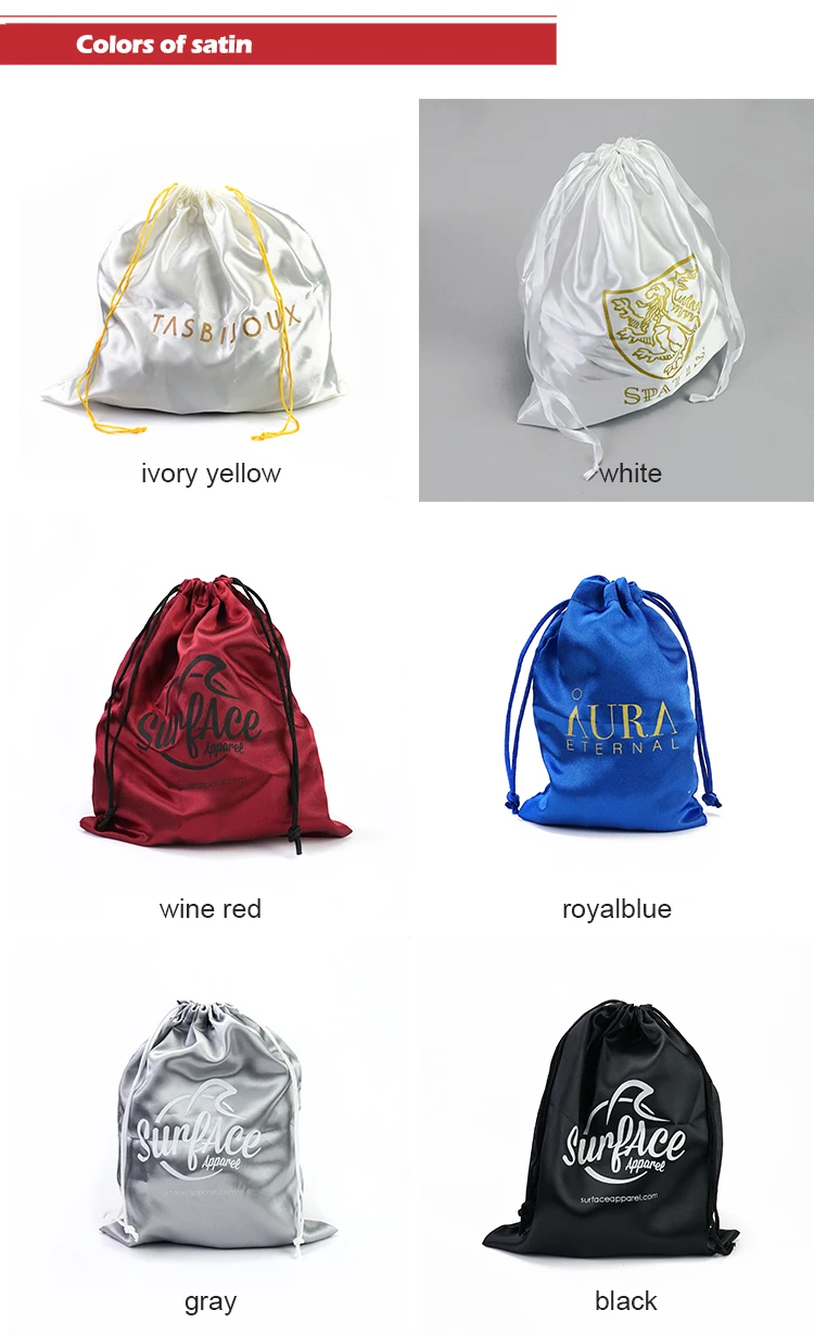 custom cheap pouch satin drawstring bag with china factory