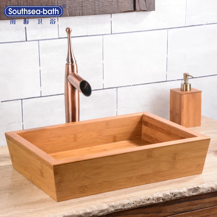 Bamboo Natural Color Bathroom Vessel Basins/sinks Without Overflow Hole