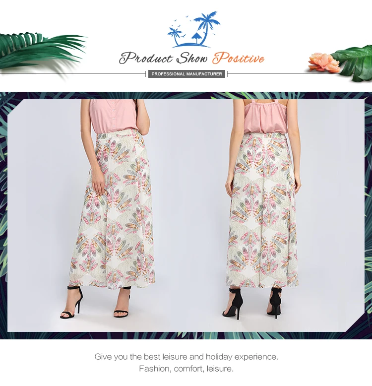 Custom print beach fashion lady latest long maxi skirt design