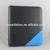 PU leather Portfolio/leather folder/File holder with zipper closure, artificial leather manager folder with logo embossed