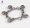 fancy chain bracelet for girls silver plated iron CCB heart charm bracelet
