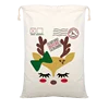 Promotional cheap Large Christmas gift santa sacks 100 cotton canvas Xmas drawstring presents bag with deer pattern