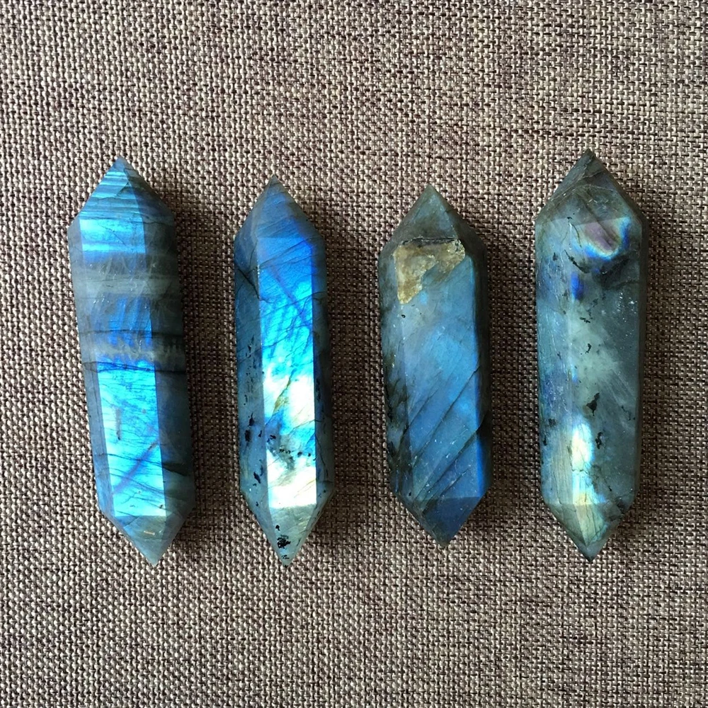 批发天然拉长石塔晶体双点魔杖