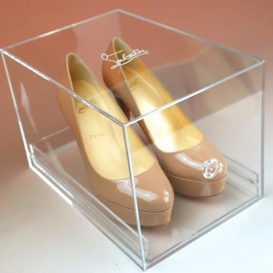 Custom Made Shoe Box Shop Display Acrylic Drop Front Shoe Box Wholesale