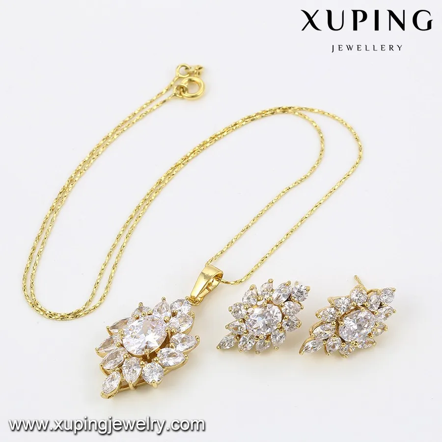 63877 Xuping 14k Gold Color Flower Shape Crystal Jewelry Set,Luxury ...