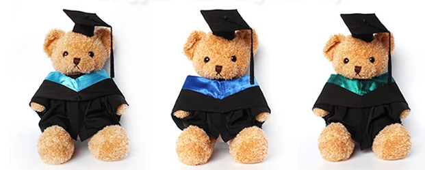 High quality Custom Graduation Cute Stuffed hat & Gown Animals Doll gifts Home Decor Teddy Bear Plush Toy