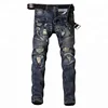 China Factory Wholesale US Traditional Style Skinny BIker Jeans Distressed Denim Pants