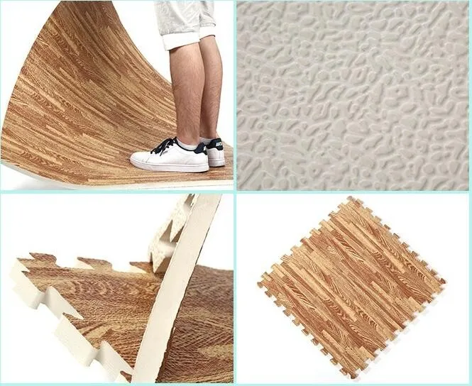 Linyiqueen Wood Grain Eva Foam Interlocking Puzzle Floor Mat Foam Floor