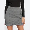 Summer Fashion Trend Frill Trim Plaid Wrap Mini Skirt for Women